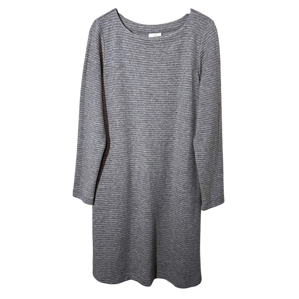 J. Jill NEW Women Textured Rayon Blend Gray Long Sleeve Dress Easy Wear Medium